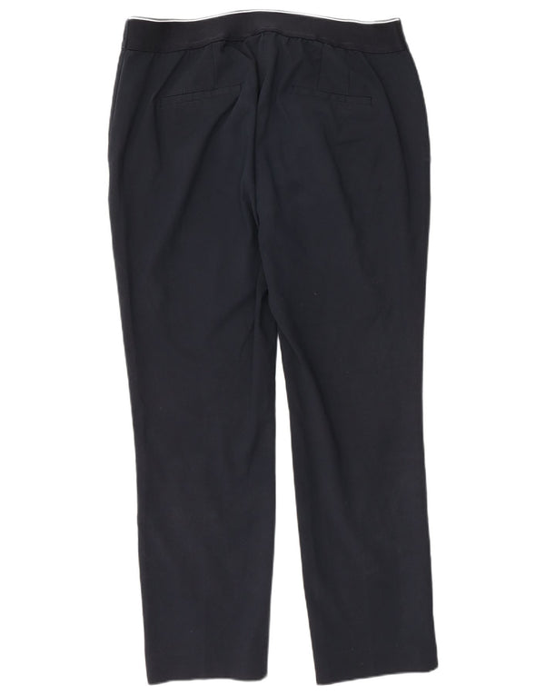 Zara Damen-Chinohose mit hoher Taille, gerade, gerade, XL, W32, L27, Marineblau, Baumwolle