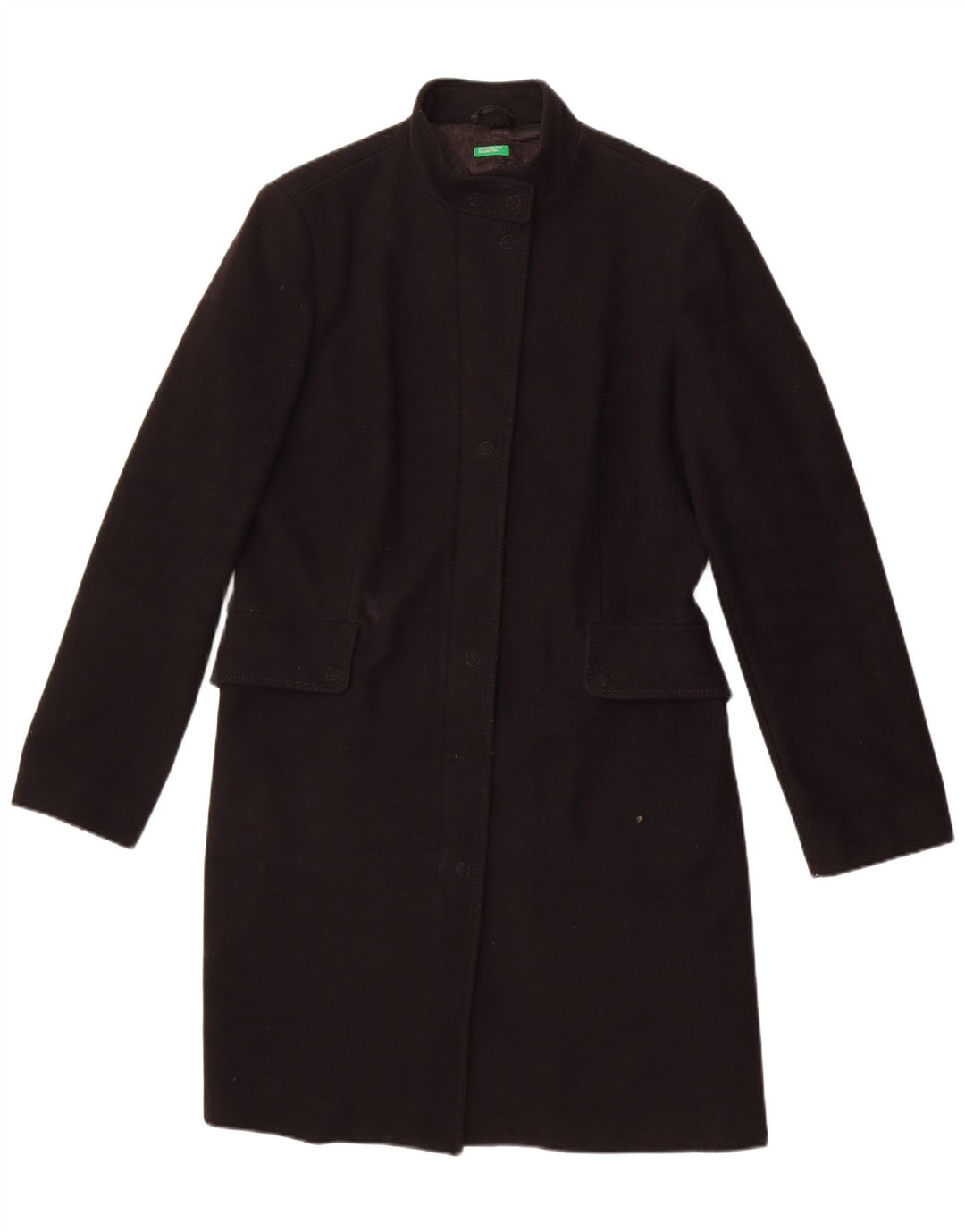 Benetton Damen Mantel IT 46 Große schwarze Wolle