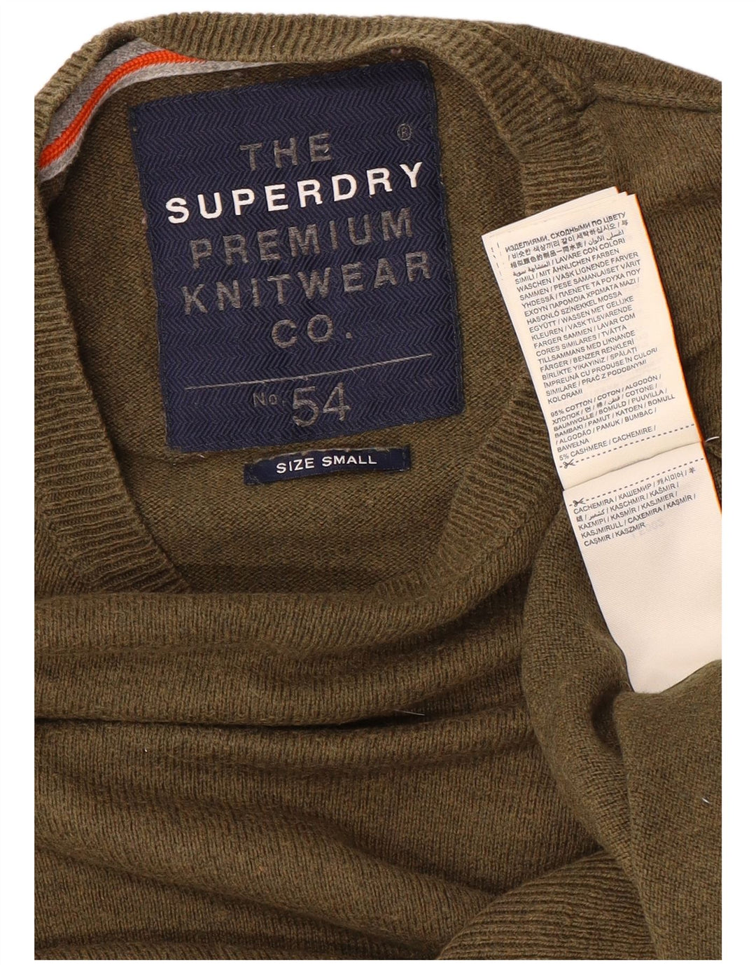 Superdry Herren-Pullover mit Rundhalsausschnitt, Größe S, Khaki, Baumwolle