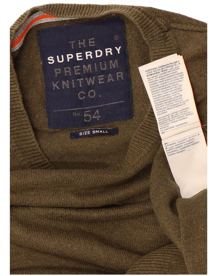 Superdry Herren-Pullover mit Rundhalsausschnitt, Größe S, Khaki, Baumwolle