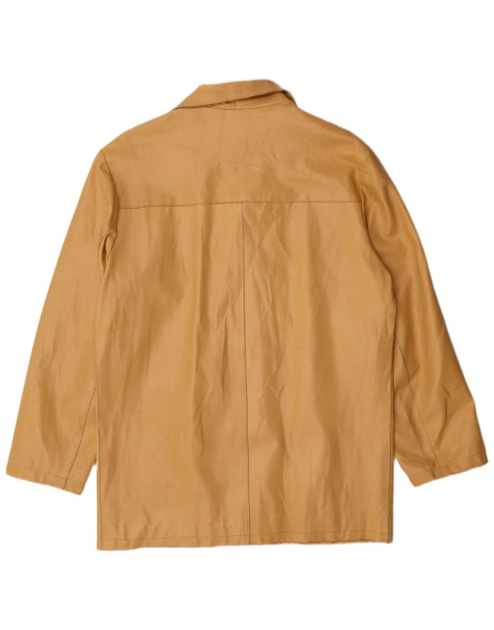 MAURIZIO TROIANO Mens Leather Jacket UK 38 Medium Beige Leather
