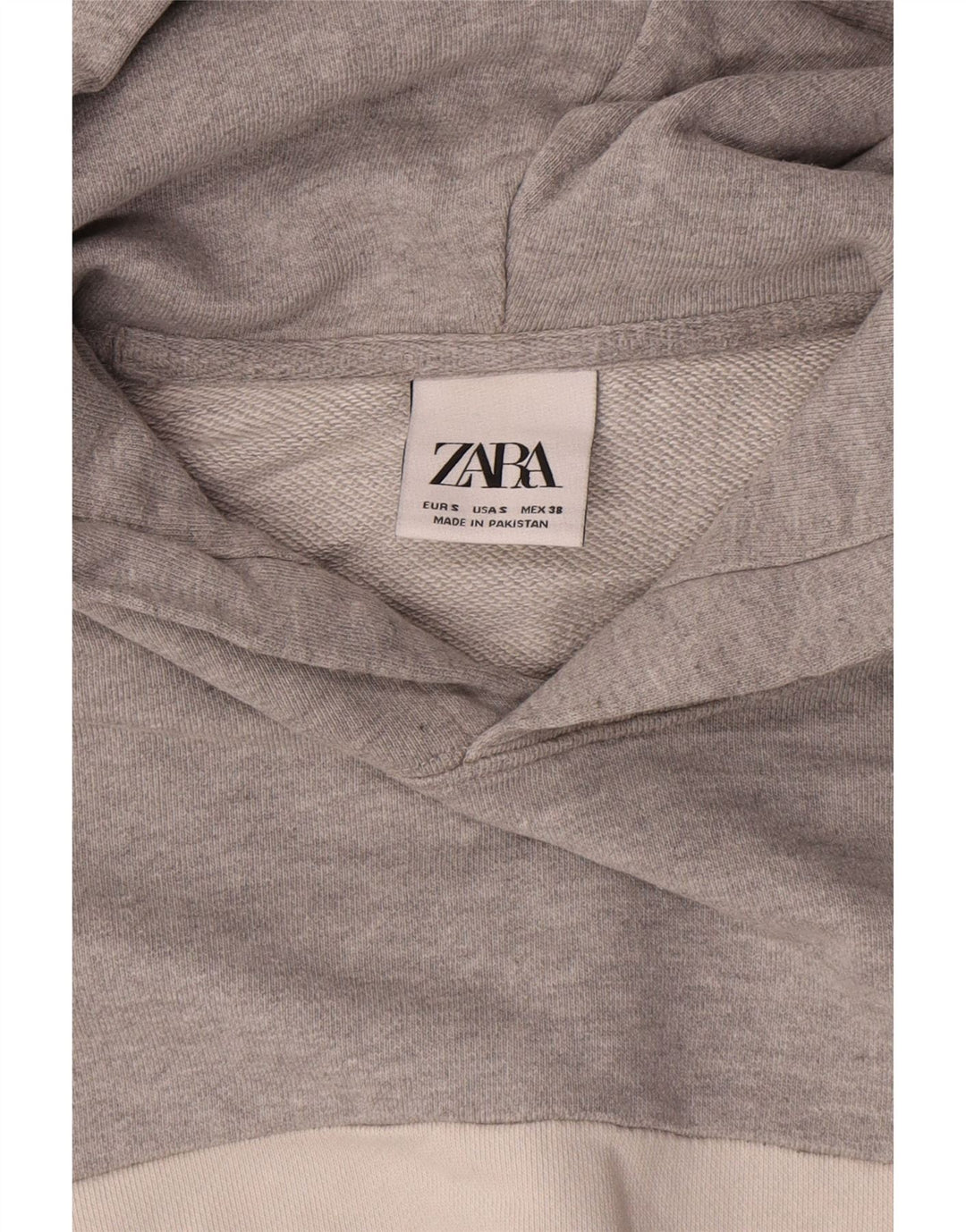 Zara Herren-Kapuzenpullover, klein, graue Farbblock-Baumwolle