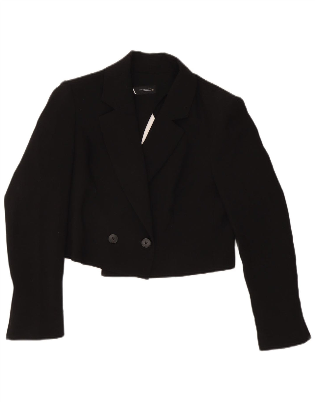 Zara Damen Crop Double Breasted Blazer Jacke UK 14 Mittelschwarzes Acetat
