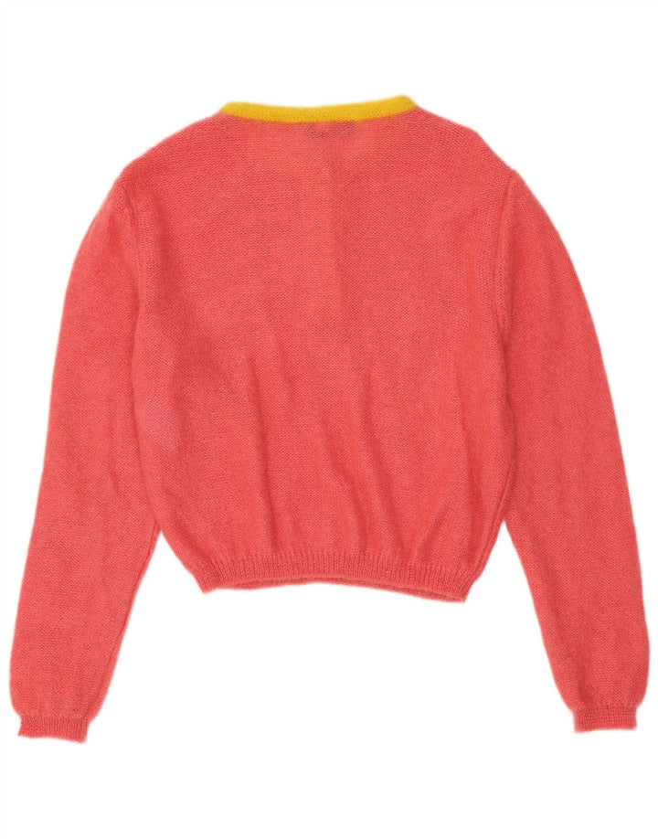 VINTAGE Damen-Pullover mit Knopfkragen, IT 44, mittelrosa, Farbblock