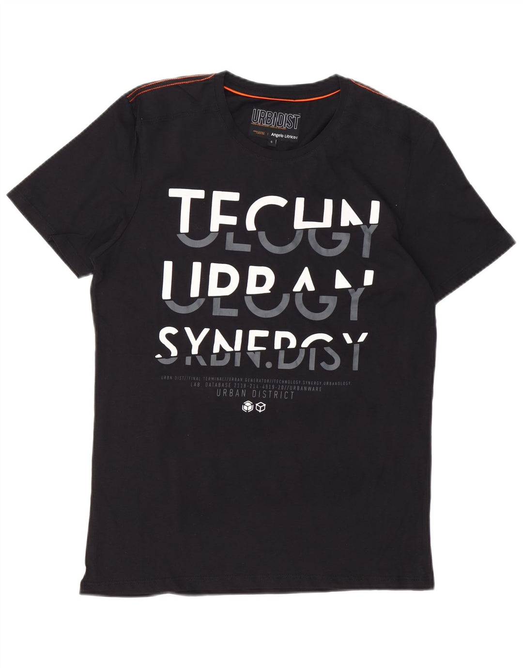 ANGELO LITRICO Herren-T-Shirt mit Grafik, Größe S, schwarze Baumwolle