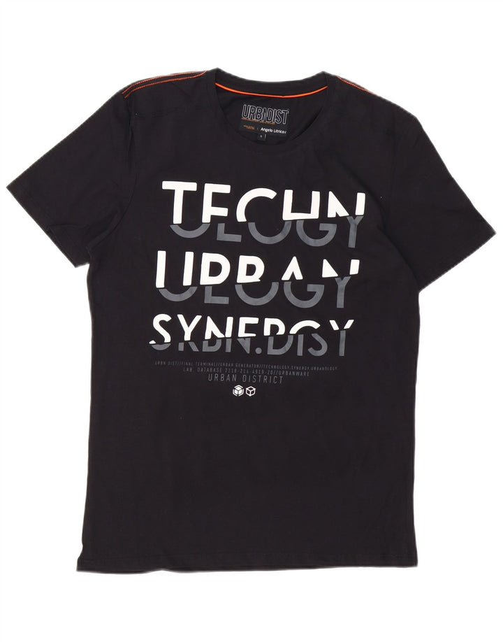 ANGELO LITRICO Herren-T-Shirt mit Grafik, Größe S, schwarze Baumwolle