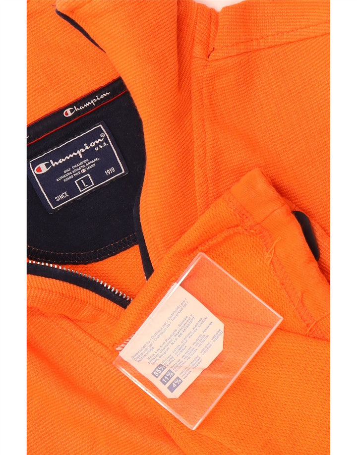 Champion Herren-Sweatshirt mit Reißverschluss am Hals, große orangefarbene Baumwolle