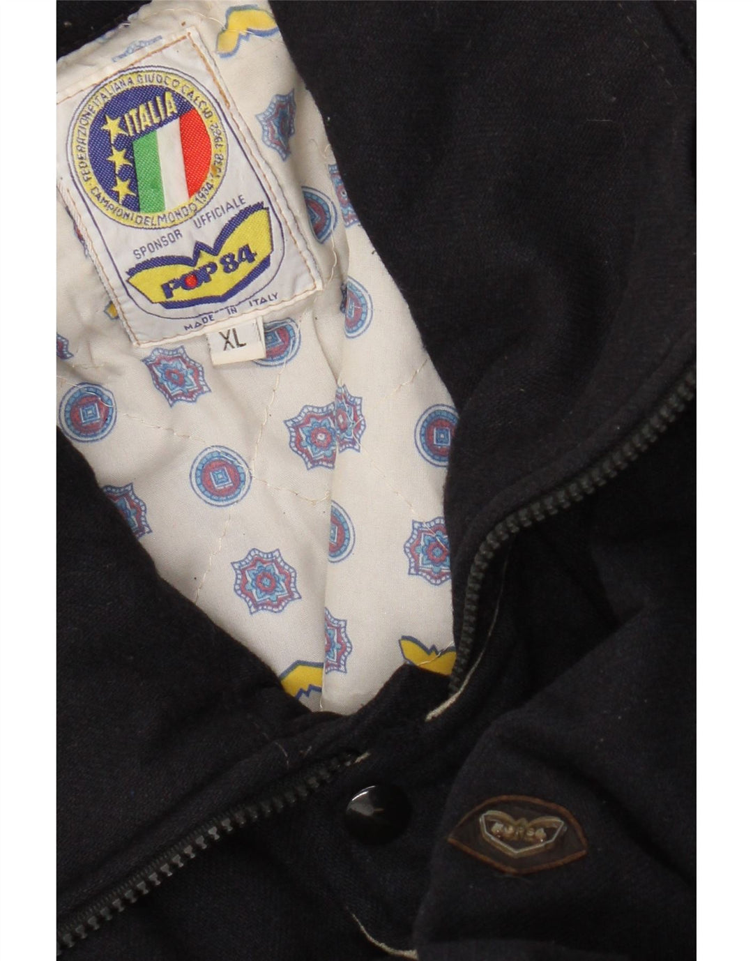 POP 84 Herren Bomberjacke UK 42 XL Marineblaue Wolle