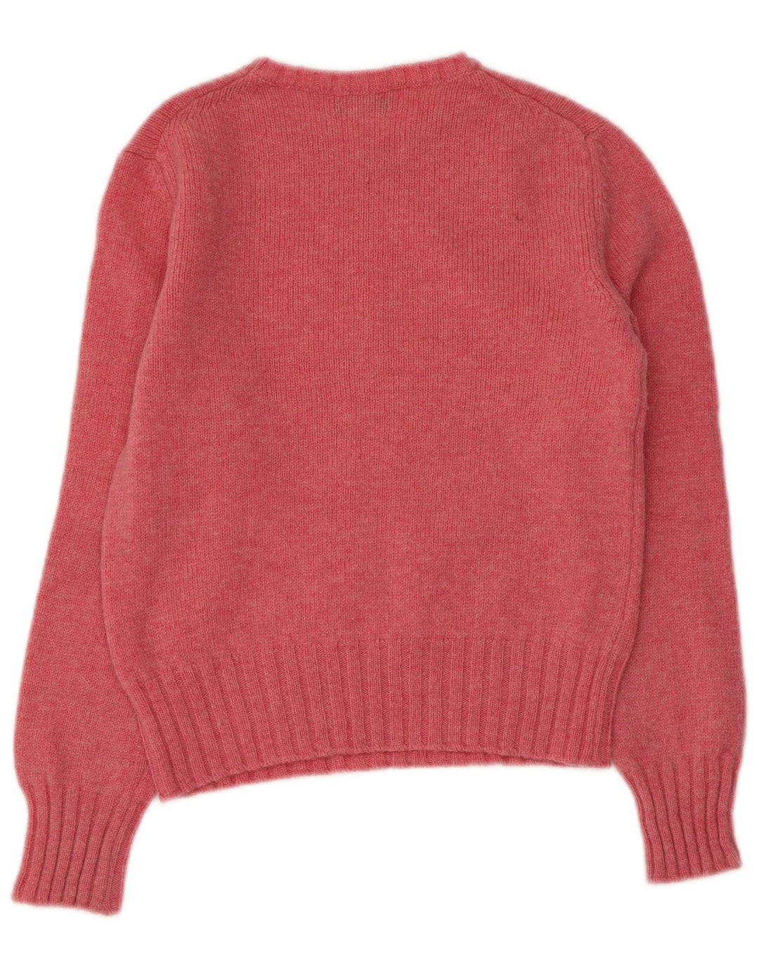 BENETTON Damen-Pullover mit bauchfreiem Grafikmuster und U-Boot-Ausschnitt, Gr. 8, Rosa