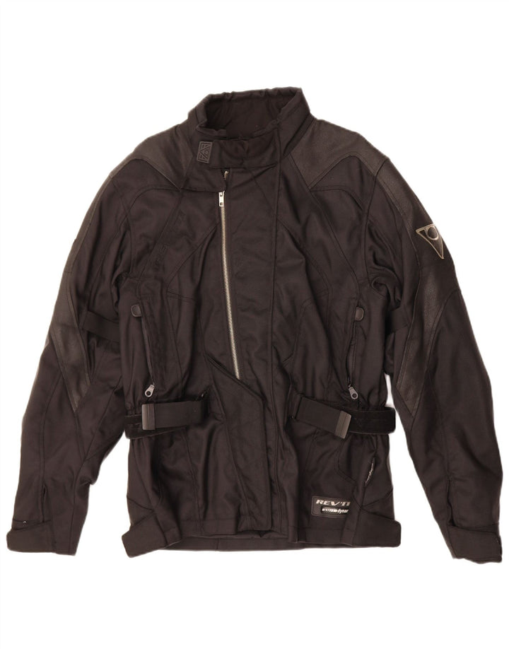 REVIT Womens Graphic Moto Racer Jacket UK 16 Large Black Colourblock