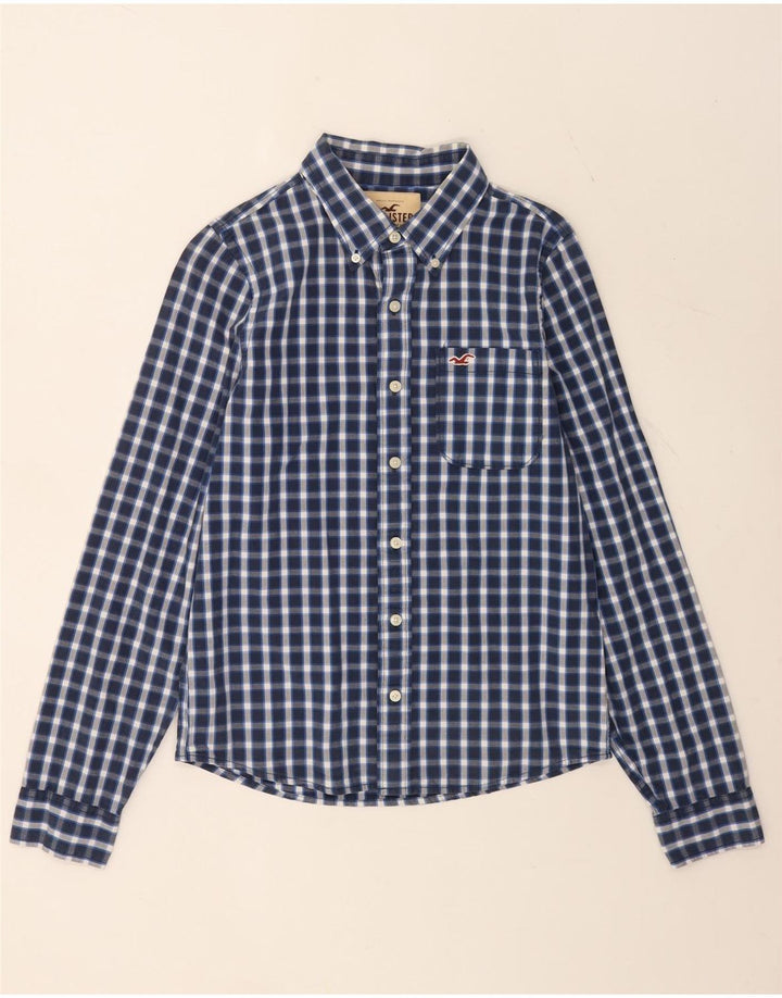 Hollister Herrenhemd aus mittelblauer Gingham-Baumwolle