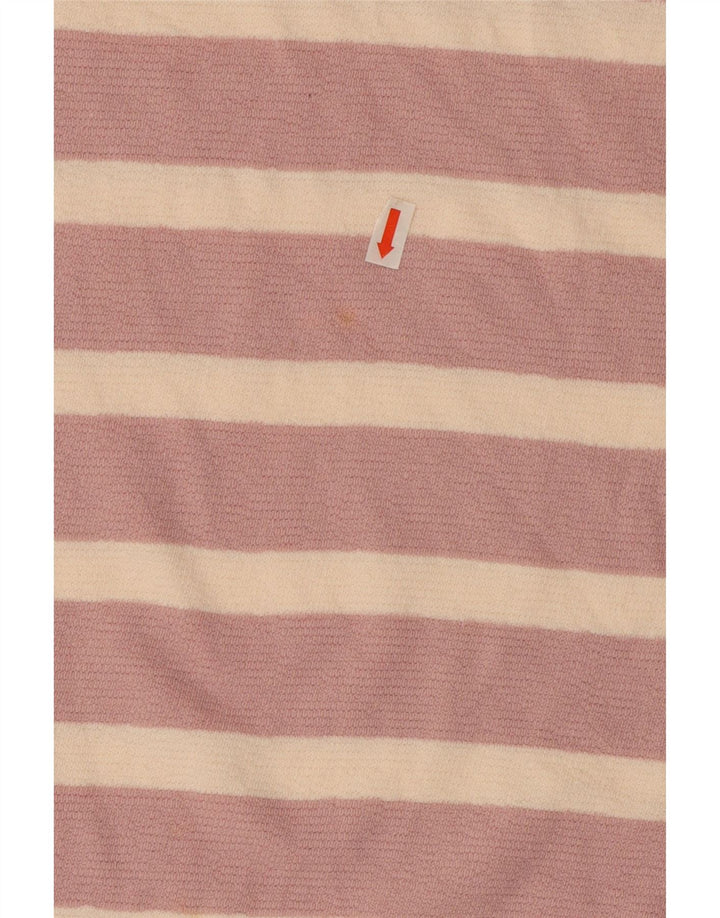 Marks & Spencer Damen Top Langarm UK 14 Große rosa gestreifte Baumwolle