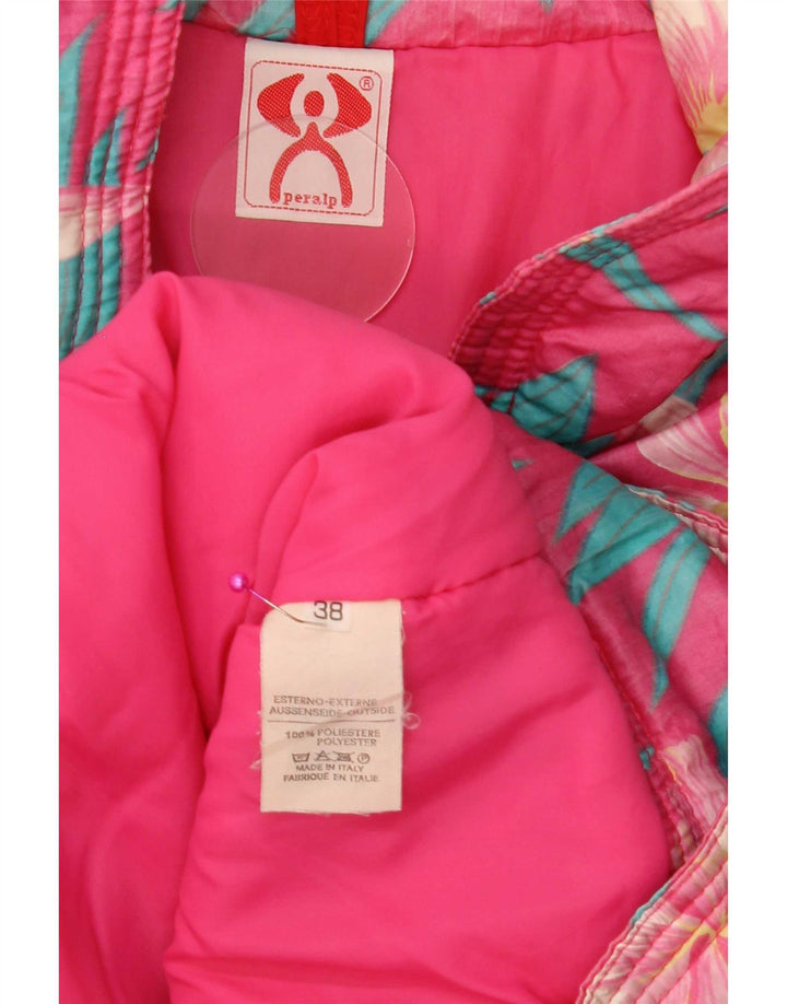 Peralp Damen-Winddichte, übergroße Skijacke, IT 38, XS, Rosa, Blumenmuster, Polyester