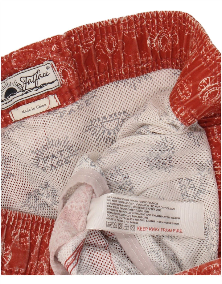 Fat Face Herren-Badeshorts aus Baumwolle in Mittelorange mit Blumenmuster