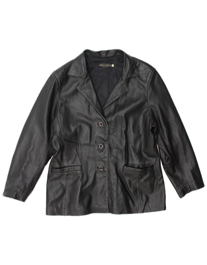 Vintage Damen Lederjacke IT 50 XL Schwarzes Leder