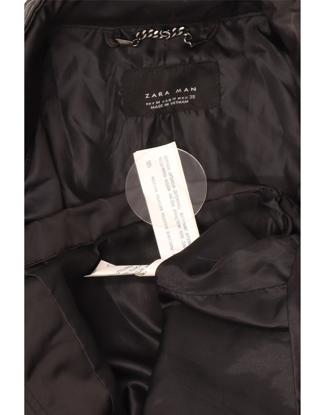 Zara Herren-Utility-Jacke mit Kapuze, UK 38, Mittelschwarz, Polyester