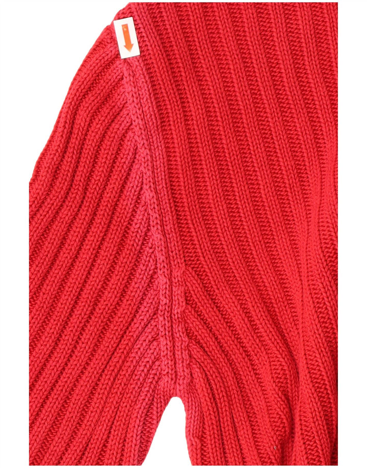 Benetton Damen-Pullover mit Rollkragen, Gr. 44, Größe L, Rot, Baumwolle, klassisch