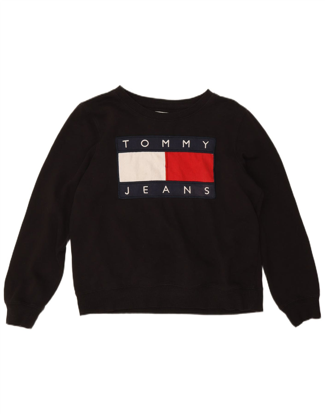 Tommy Hilfiger Herren-Sweatshirt mit Grafik, Größe S, schwarze Baumwolle