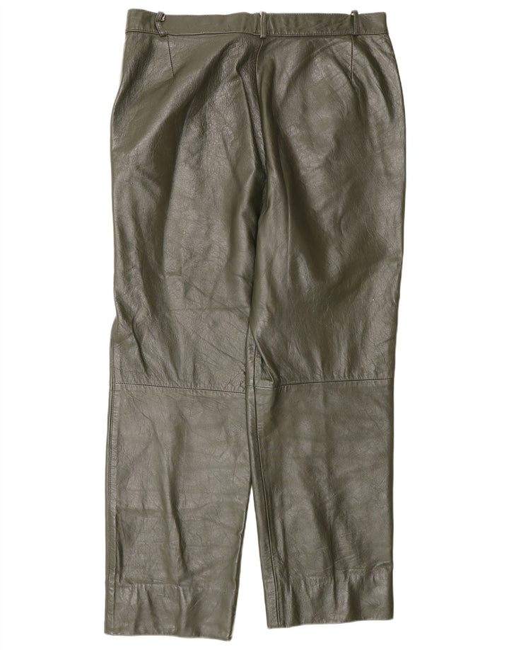 Vintage Herren-Lederhose mit Klammern, W34, L27, Khaki