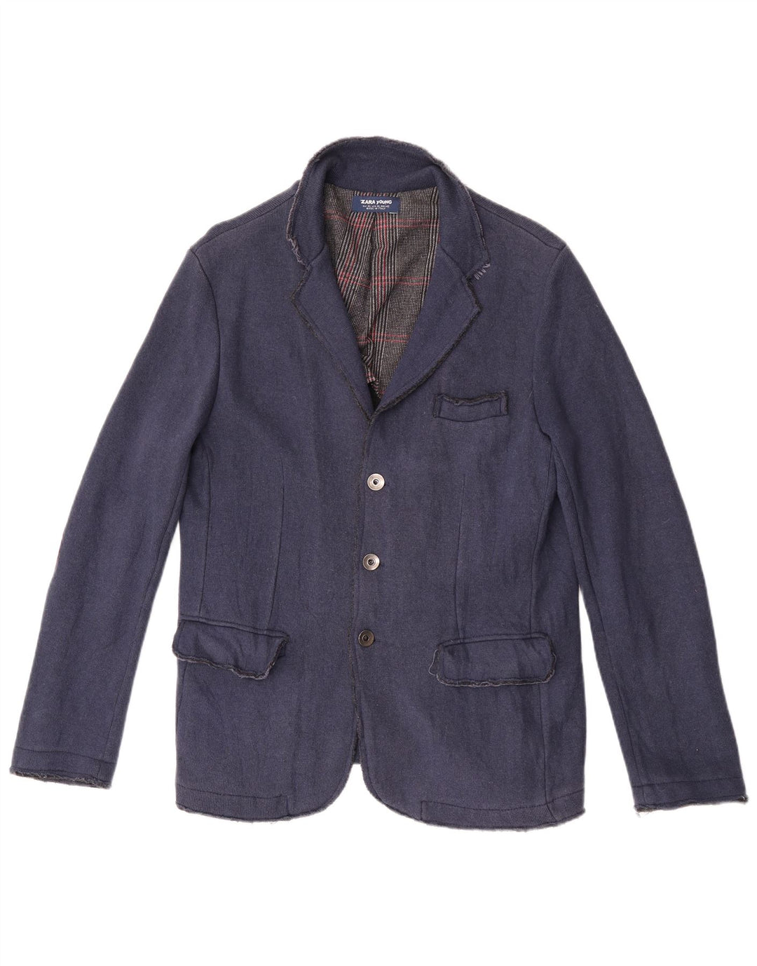 Zara Jungen-Blazerjacke mit 3 Knöpfen, 13–14 Jahre, XL, Marineblau, Baumwolle