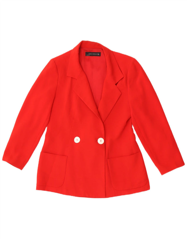 Zweireihiger Blazer für Damen von Zara, Gr. 14, Größe L, Rot, Polyester