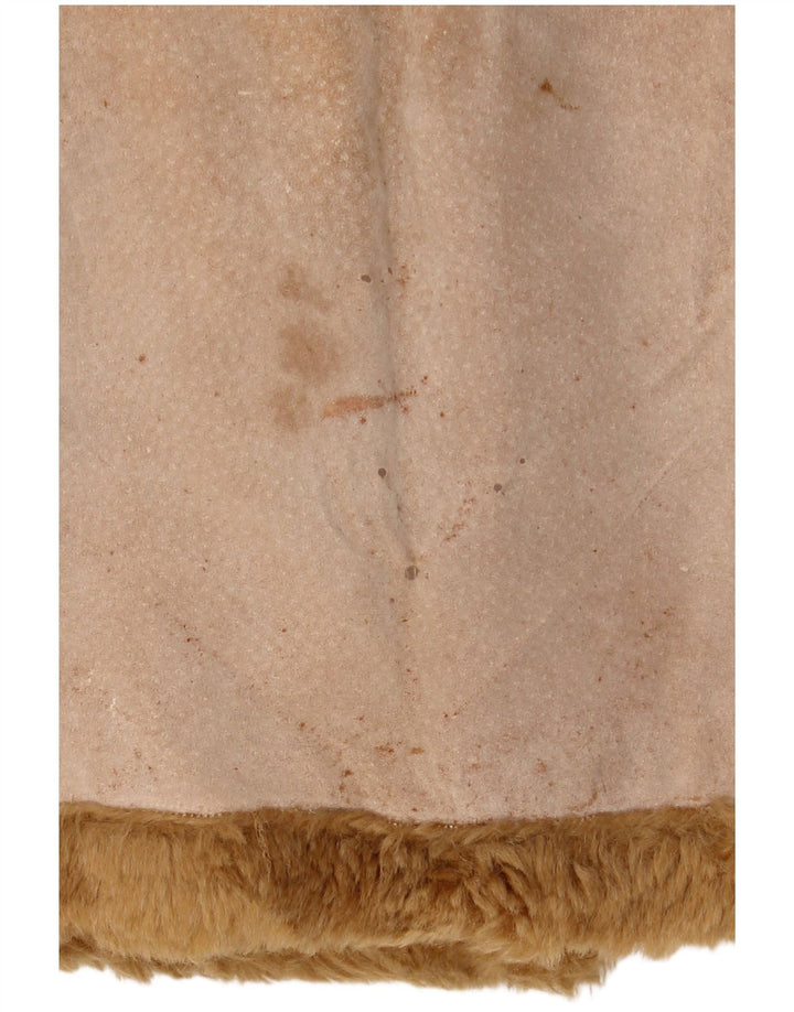 Zara Damen Lammfelljacke UK 14 Medium Beige Leder