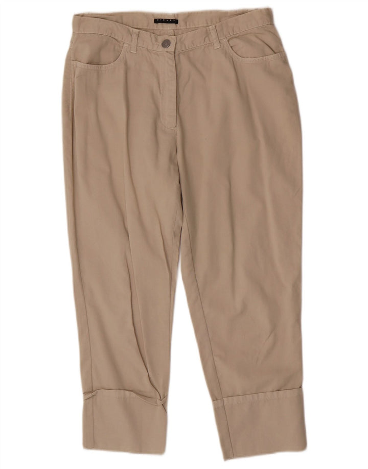 Sisley Damen Tapered Capri-Hose IT 44 Medium W28 L22 Beige Baumwolle