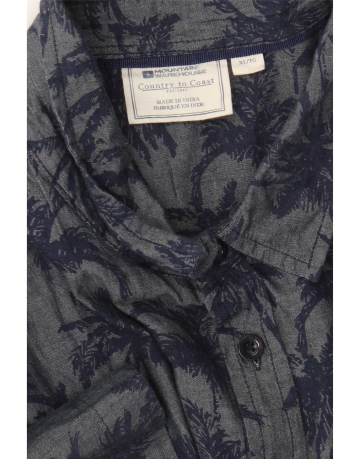 Mountain Warehouse Herren-Hemd mit abstraktem Muster XL, blau, hawaiianisch