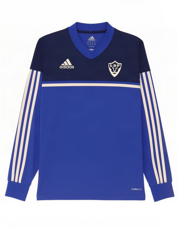 Adidas Mens Climalite Top Long Sleeve XS Blue Colourblock Polyester