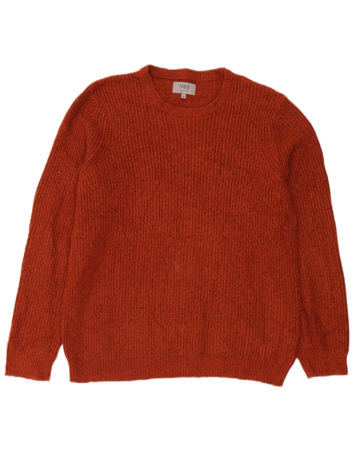 Marks & Spencer Herren-Pullover mit Rundhalsausschnitt, mittelgroßes Burgunderrot, Acryl