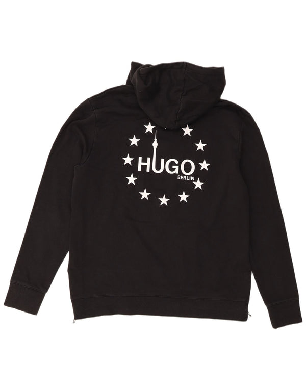 Hugo Boss Damen Berlin Graphic Hoodie Pullover UK 18 XL Schwarz Baumwolle