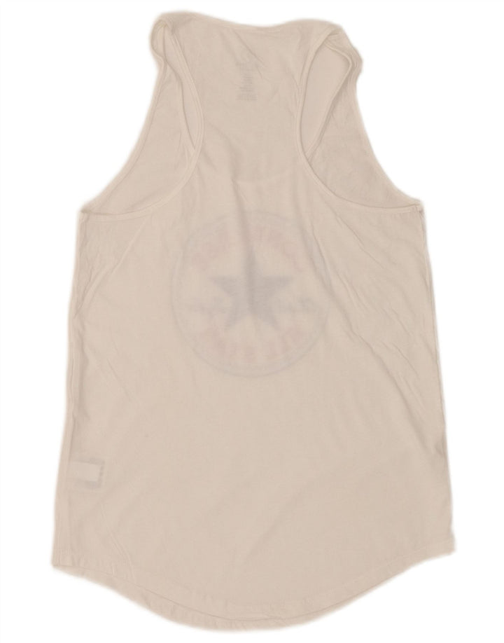 CONVERSE Damen-Top mit klassischer Passform und Grafik, UK 6 XS, weiße Baumwolle