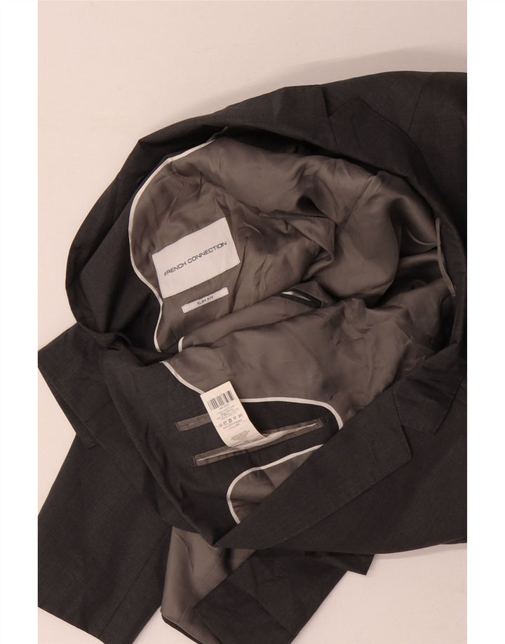 French Connection Herren-Blazer mit 2 Knöpfen, schmale Passform, Größe 52, XL, graue Wolle