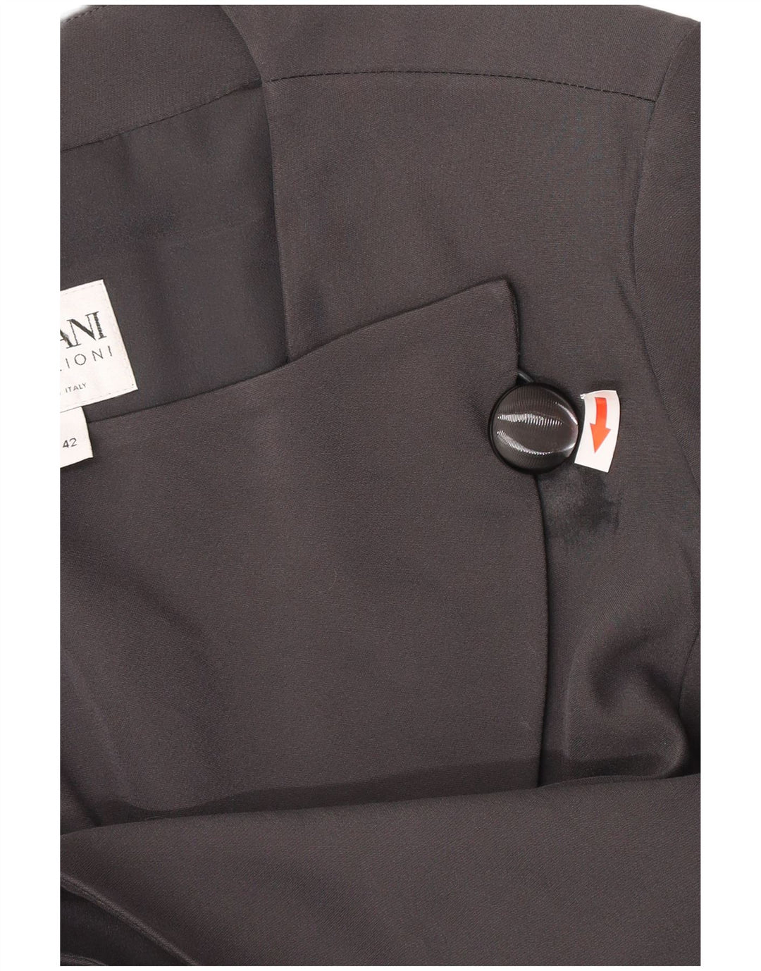 Armani Collezioni Damen 1-Knopf-Blazerjacke IT 42 Mittelschwarzes Acetat