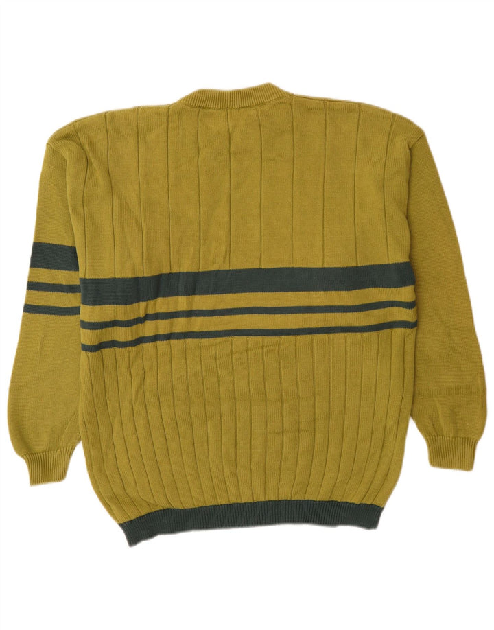 Stefanel Herren-Pullover mit Rundhalsausschnitt, mittelgrüne Colourblock-Baumwolle