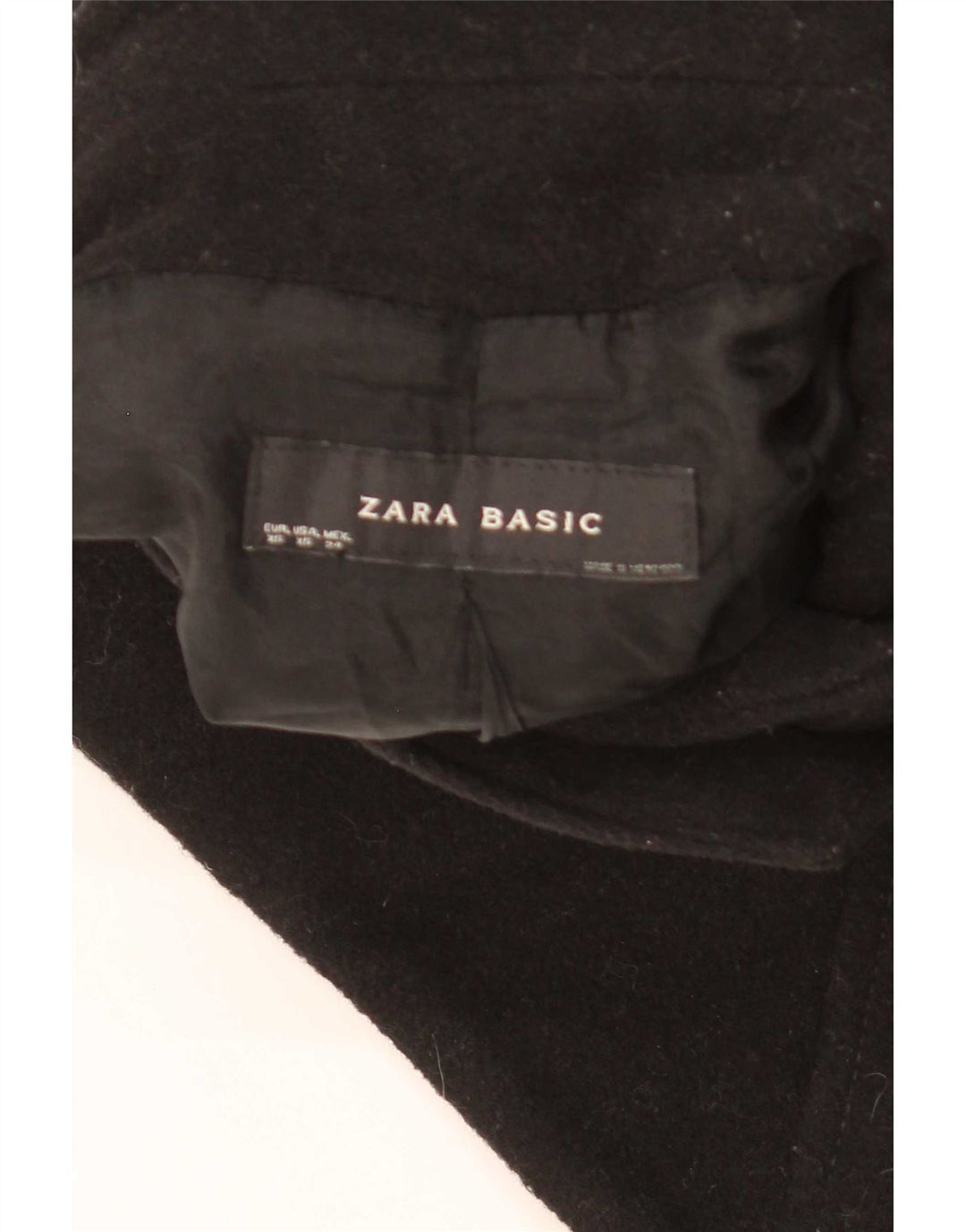 Zara Damen Pea Coat UK 6 XS Schwarze Wolle