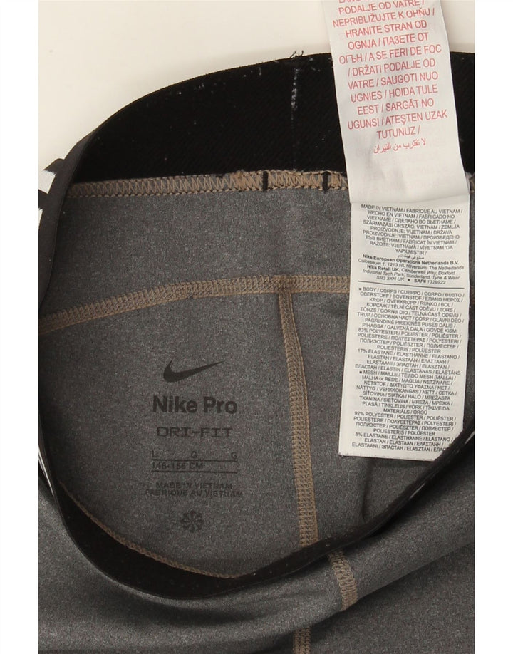 Nike Mädchen-Grafik-Leggings, 12–13 Jahre, groß, graues Colourblock-Polyester