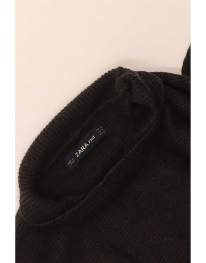 Zara Damen Crop Rollkragenpullover Pullover UK 14 Mittelgrau