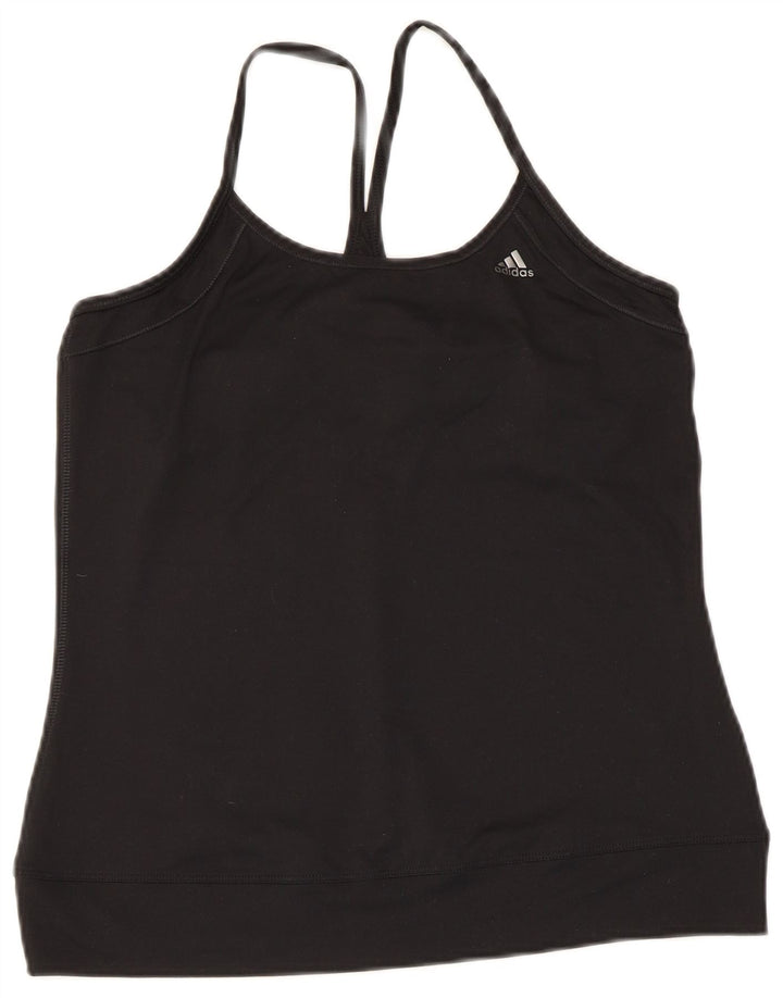 Adidas Damen Climalite Cami Top UK 16 Large Schwarz Polyester