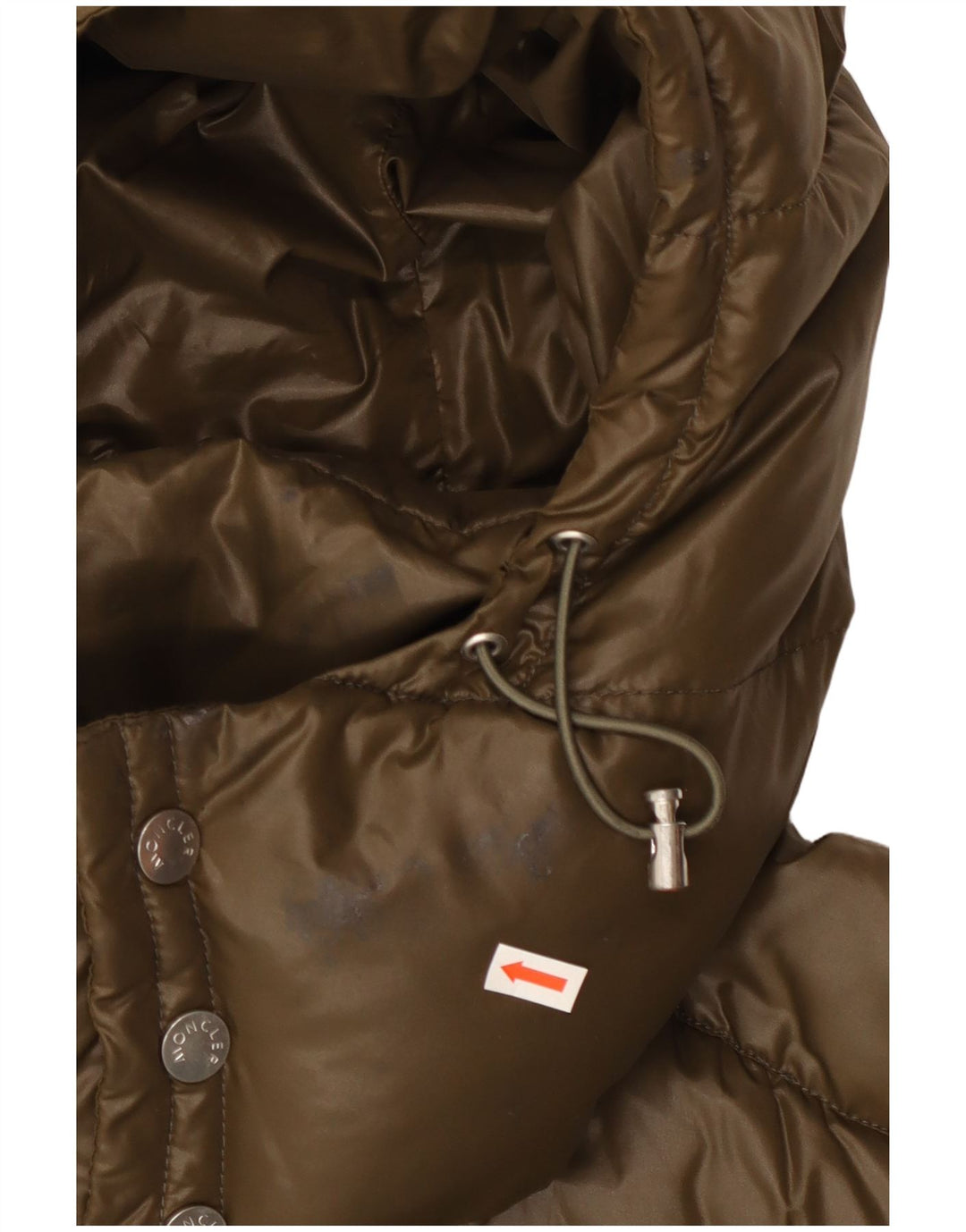 Moncler Herren Graphic Hooded Wattierte Jacke Größe 5 2XL Khaki Polyamid