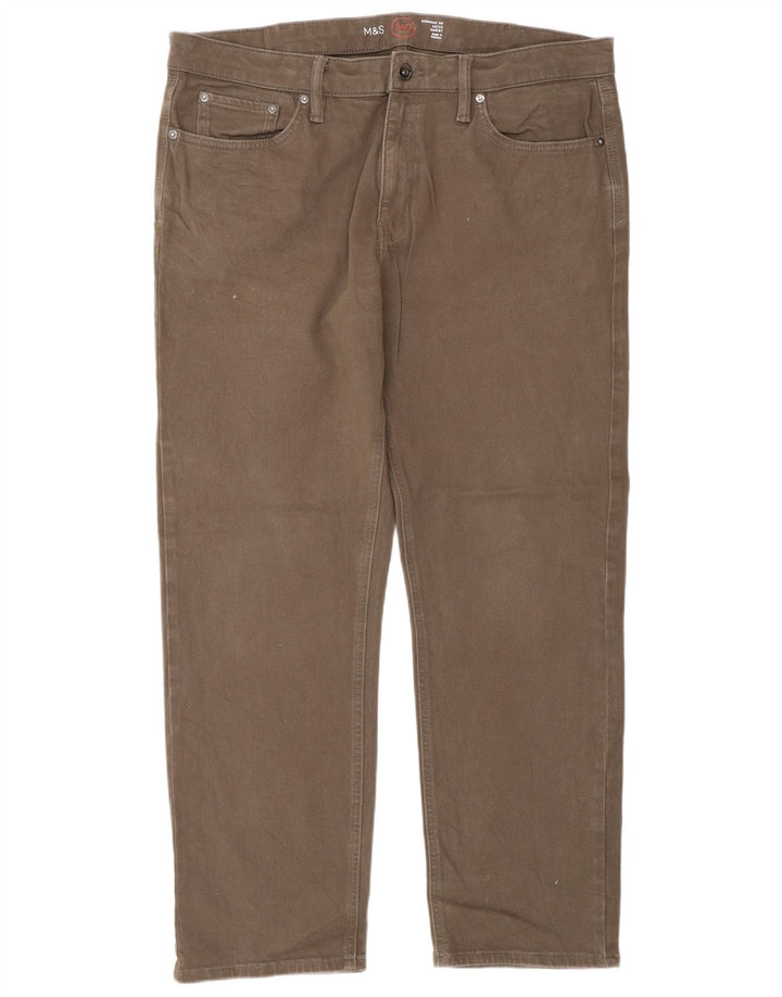 Marks & Spencer Herren Straight Jeans W36 L29 Braune Baumwolle