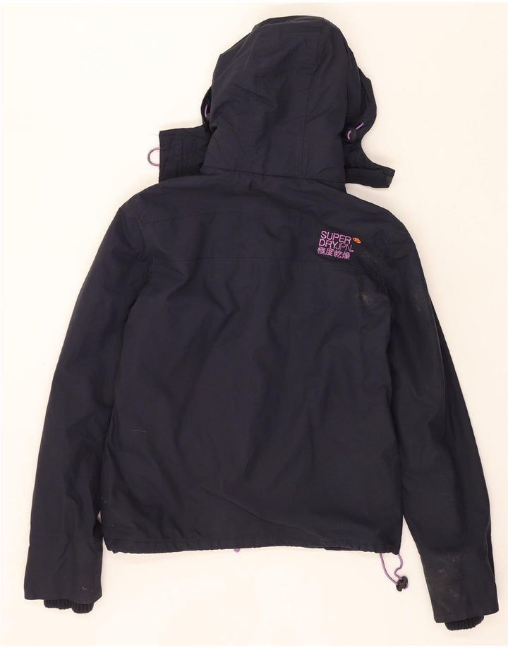 SUPERDRY Womens Windcheater Windbreaker Jacket UK 14 Medium Navy Blue Vintage Superdry and Second-Hand Superdry from Messina Hembry 