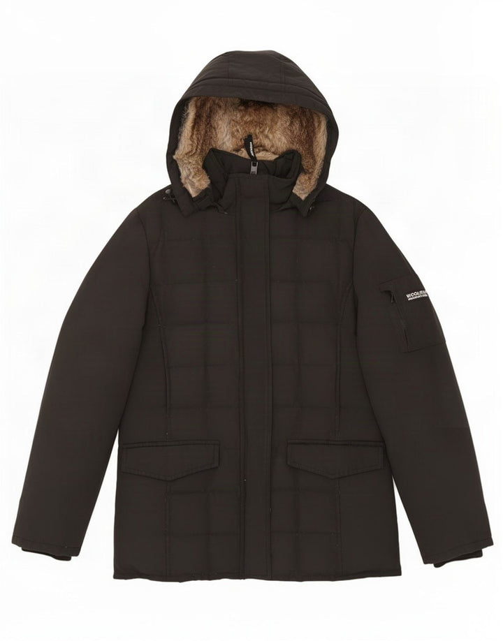 Woolrich Wattierte Damenjacke mit Kapuze, UK 16, Größe L, Schwarz