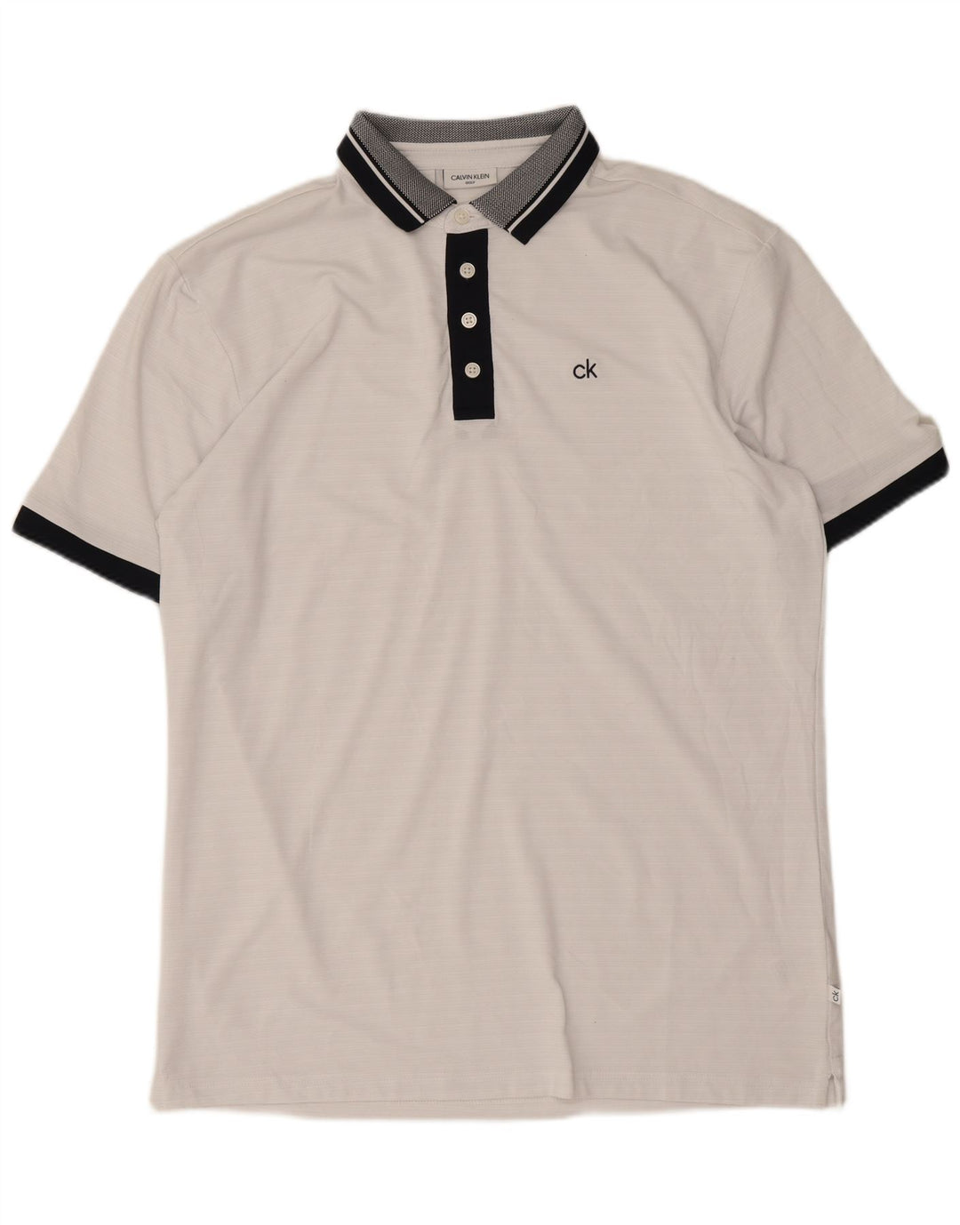 Calvin Klein Herren-Golf-Poloshirt, mittelweißes Farbblock-Polyester
