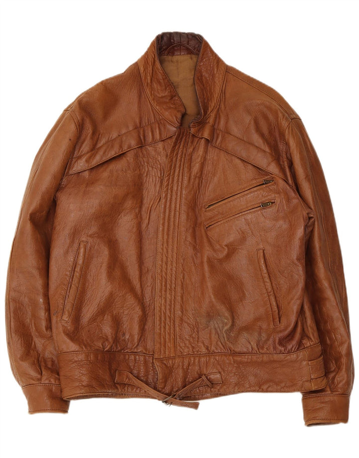 Vintage Herren Lederjacke EU 52 Groß Braun