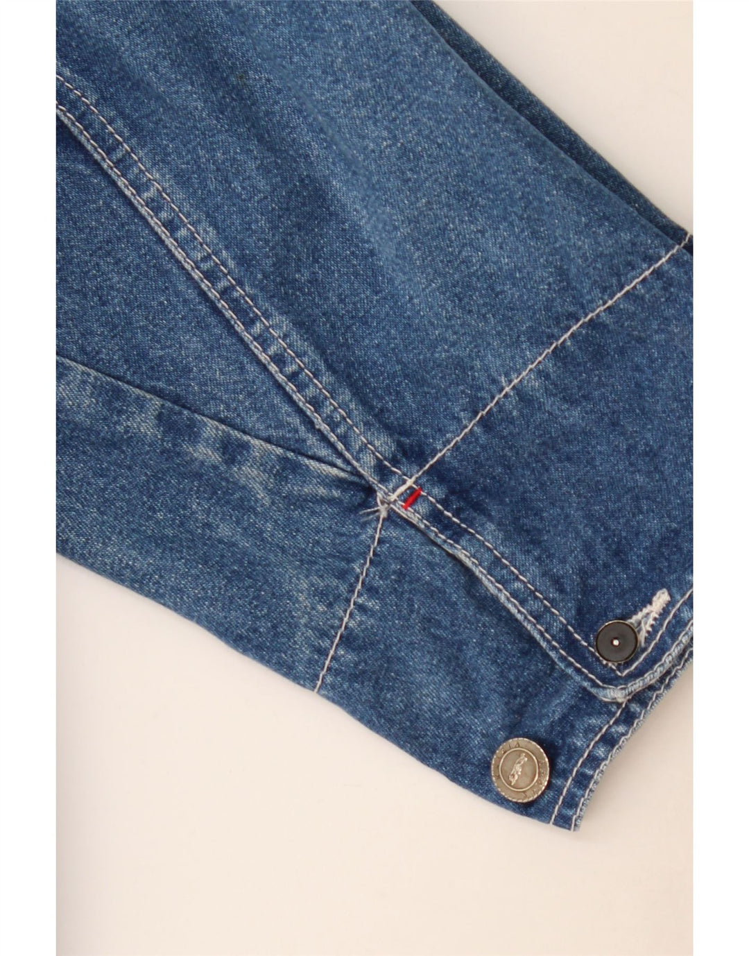 Krizia Herren-Jeansjacke in Übergröße, Größe UK 14, Mittelblau