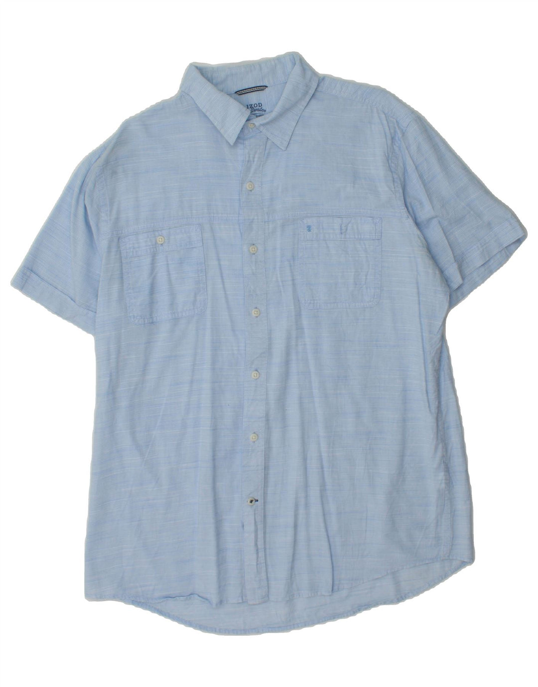 IZOD Mens Relaxed Classics Short Sleeve Shirt Large Blue Pinstripe Cotton Vintage Izod and Second-Hand Izod from Messina Hembry 
