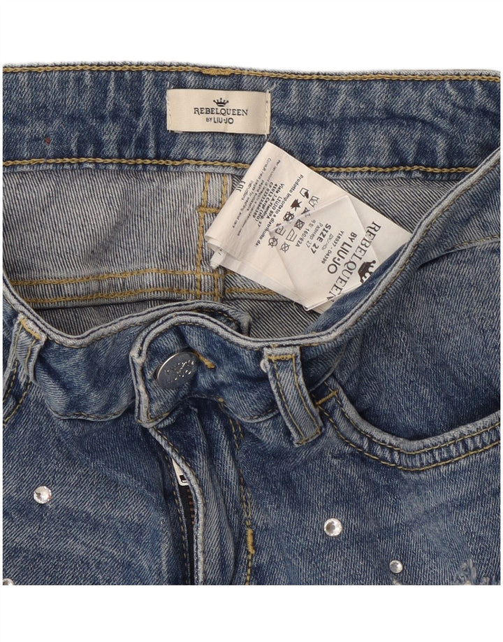 Liu Jo Damen Distressed Slim Jeans W27 L27 Blaue Baumwolle