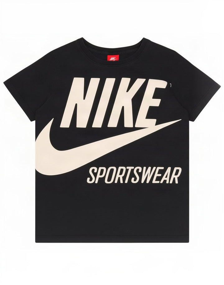 Nike Damen Graphic T-Shirt Top UK 14 Medium Schwarz