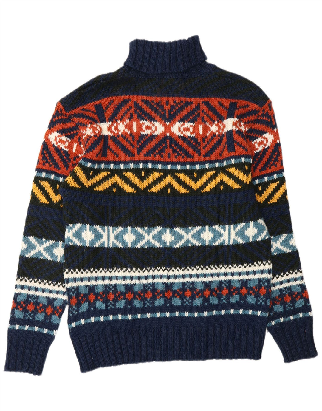 ZARA Herren-Pullover mit Rollkragen, XL, Marineblau, Fair-Isle-Acryl